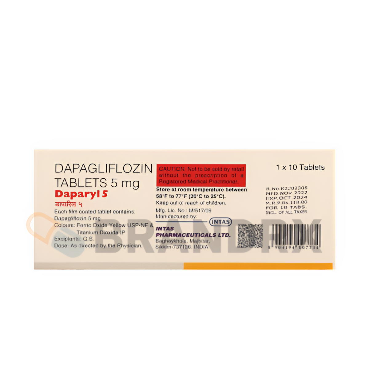 Daparyl 5 mg Intas Pharmaceuticals